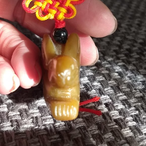 vintage 70s jade bunny rabbit dangler lanyard charm - Picture 4 of 7